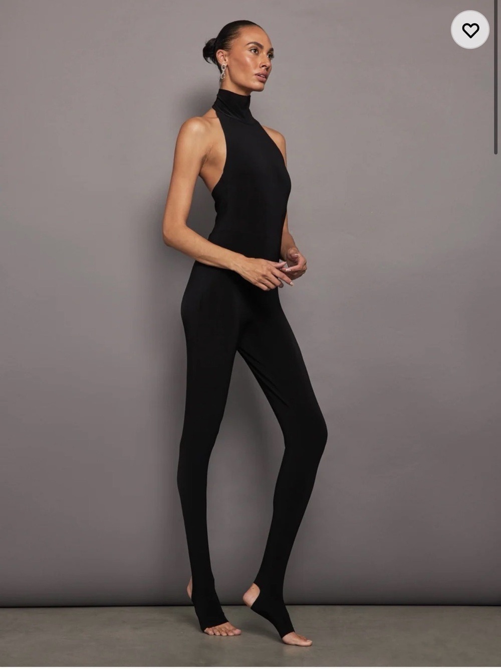 NWT Norma Kamali Halter Turtle Catsuit w/ Footie Black L Bodysuit Jumpsuit